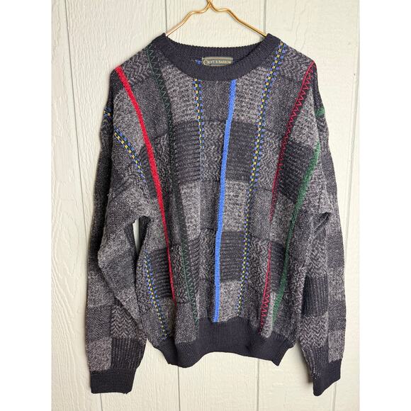 Vintage Croft & Barrow Coogi-Style 90s Textured Knit Sweater – Men’s L - Picture 1 of 6